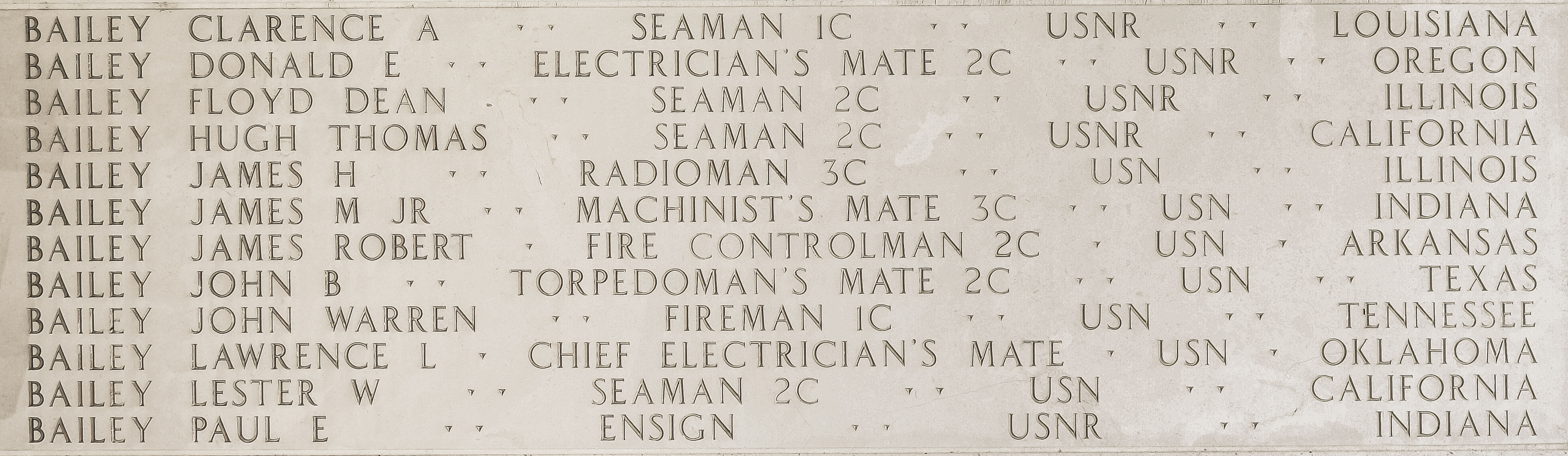 Donald E. Bailey, Electrician's Mate Second Class